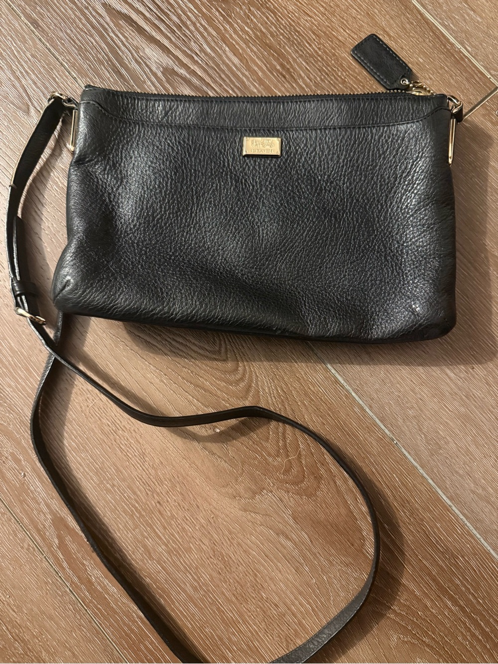 Leather Coach Crossbody Bag in Black